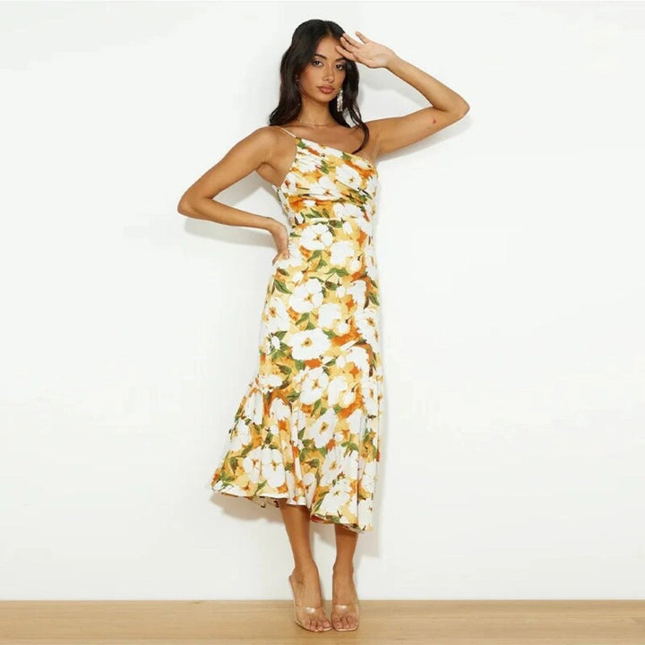 Sienna - Robe maxi asymétrique à motif floral pour femmes