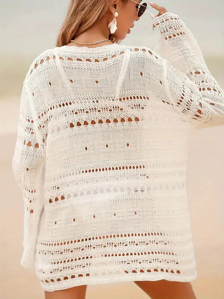 Soleil - Robe de Plage Tricotée à Manches Longues Bikini-Cover Up