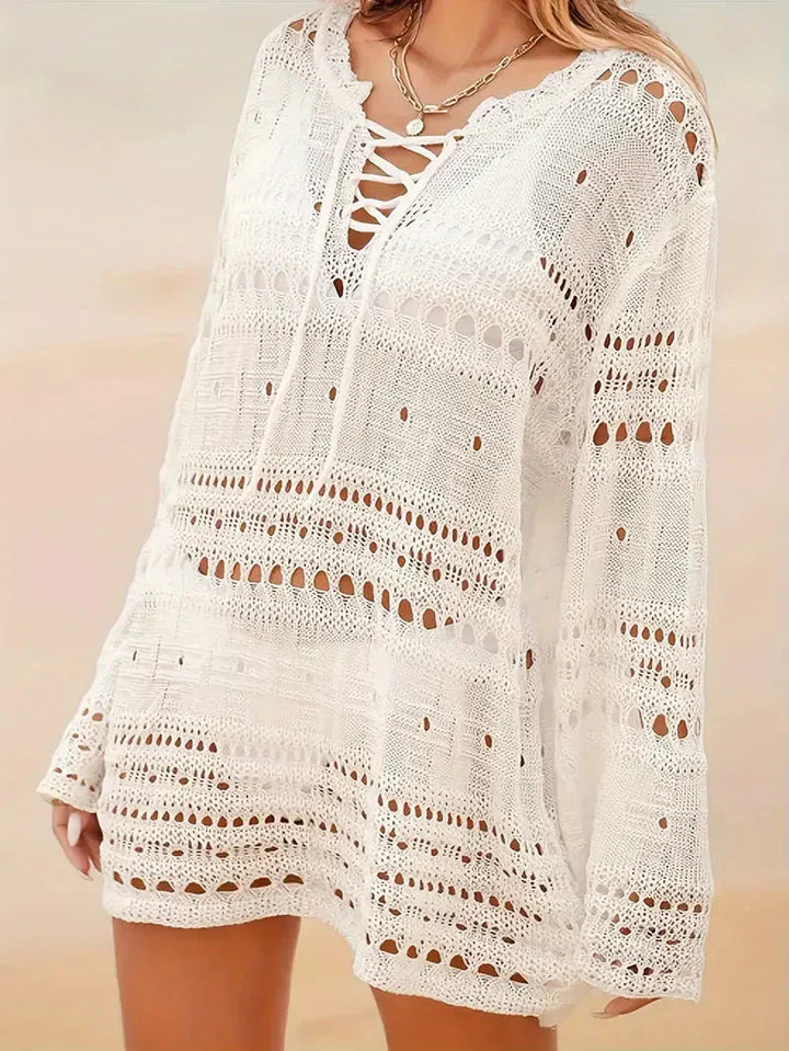 Soleil - Robe de Plage Tricotée à Manches Longues Bikini-Cover Up