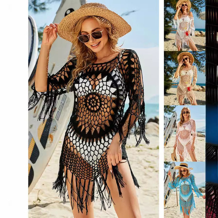 Eden - Châle de plage en crochet avec franges